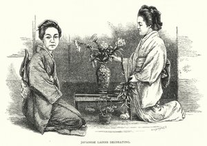 Japanische Damen beim Dekorieren (Gravur)