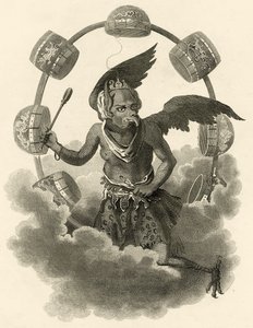 Jupiter, ein Idol der Chinesen, Illustration aus Die Welt: oder der gegenwärtige Zustand des Universums, eine allgemeine und vollständige Sammlung moderner Reisen und Reisen, von Cavendish Pelham, veröffentlicht von English School