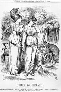 Gerechtigkeit für Irland!, graviert von Joseph Swain, aus Punch, 17. Januar 1880