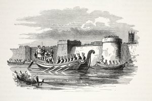 König Edgar wird von acht Königen auf dem Fluss Dee gerudert von English School