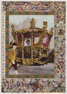 König George V und Königin Mary in der Staatskutsche von English School