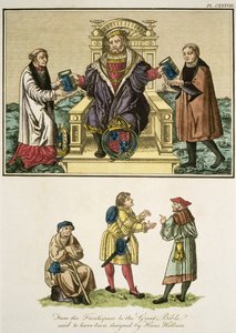 König Heinrich VIII. (1491-1547) vom Frontispiz der Großen Bibel, angeblich entworfen von Hans Holbein (14978-1543), Illustration aus The Complete View of the Dress and Habits of the People of England