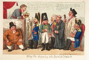 König Joe, der seine spanische Krone entsorgt!!! ca. 1808 von English School