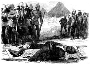 König Theodor, wie er tot in Magdala lag, aus Die britische Expedition nach Magdala, 1868 von English School