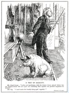 LLoyd George sieht sich der Opposition seiner Regierung des Irland-Gesetzes durch die Irische Republikanische Partei gegenüber, Februar 1920