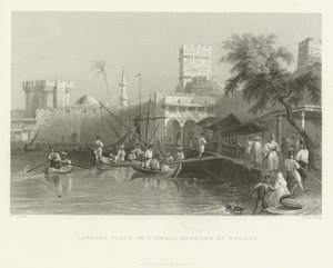 Landungsplatz in einem kleinen Hafen auf Rhodos, 1837 von English School