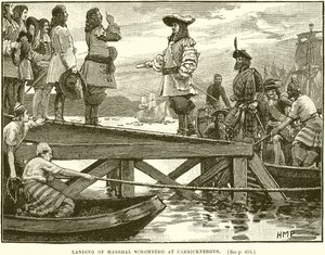 Landung von Marschall Schomberg in Carrickfergus von English School
