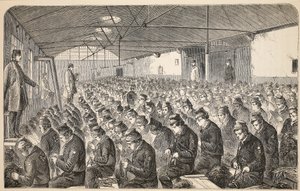 Großer Oakum-Raum (unter dem Silent System) im Middlesex House of Correction, Coldbath Fields, Illustration aus The Criminal Prisons of London and Scenes from Prison Life von Henry Mayhew und John Binny