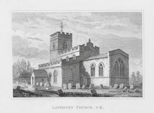 Lathbury Kirche, Südost (Gravur) von English School