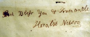Linkshändige Schrift von Admiral Lord Nelson