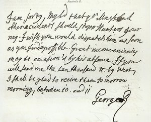 Brief von George II. an den Herzog von Newcastle, 1759, veröffentlicht in 
