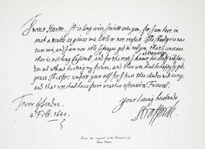 Brief von Lord Strafford an seine Frau, aus dem Tower of London, 4. Februar 1640 von English School