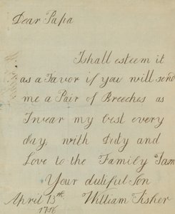 Brief von William Fisher (Autograph) von English School