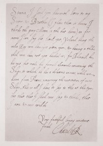 Brief von Charles I. an den Herzog von Buckingham von English School