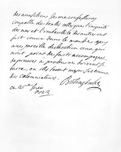 Brief von Lord Bolingbroke an den Abbé Alari (Lithographie)