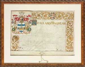 Patentbrief ausgestellt von Sir Edward Walker, Garter King of Arms, 13. Dezember 1664