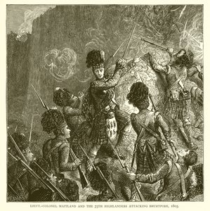 Oberstleutnant Maitland und die 75. Highlander greifen Bhurtpore an, 1805 von English School
