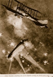 Leutnant Brandon greift einen der Zeppelin-Räuber am 31. März 1916 an, 1914-19