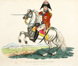 Generalleutnant Sir Eire Coote KB, KC und MP, veröffentlicht von Richard Evans, graviert von Romney, Illustration aus An Historical Account of the Battle of Waterloo von William Mudford, 1816