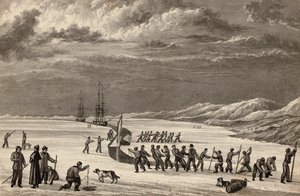 Leutnant William Parrys erste Reise: Die Besatzungen der H.M.S. Hecla und H.M.S. Griper schneiden in den Winterhafen, ca. 1819