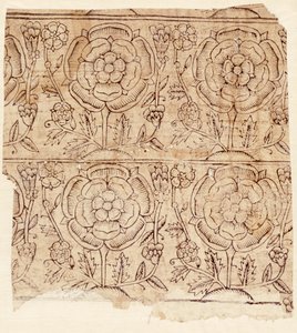 Auskleidungspapier mit Tudor-Rosenmuster, um 1550 (Holzschnitt) von English School