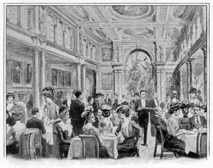 Mittagessen im Empress Club (Lithografie) von English School