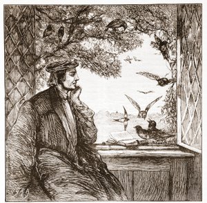 Luther bei der Coburg: der Reichstag der Krähen, Illustration aus Die Geschichte des Protestantismus von James Aitken Wylie, veröffentlicht 1878 von English School