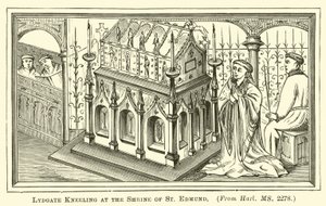 Lydgate kniet am Schrein von St. Edmund