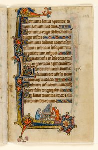 MS 1-2005, fol. 204r: Orgelspiel, Randdekoration aus dem Macclesfield Psalter, Use of Sarum, Ostanglien, um 1330