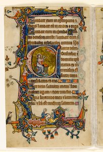 MS 1-2005, fol. 207v: Jesaja betet, historiierte Initiale aus dem Macclesfield Psalter, Use of Sarum, Ostanglien, um 1330
