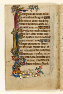 MS 1-2005, fol. 45v: Ein Affe, der in den Hintern eines Mannes schaut, Randdekoration aus dem Macclesfield Psalter, Use of Sarum, Ostanglien, um 1330 von English School