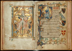 Der Thron der Barmherzigkeit mit Stiftern, Christus segnet mit einem Stifter, ca. 1314-30
