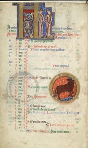 MS Hunter 229 f.2v April, aus dem Hunterian Psalter, ca. 1170