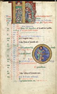 MS Hunter 229 f.5r September, aus dem Hunterian Psalter, ca. 1170