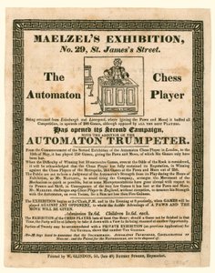 Maelzels Ausstellung, 29 St Jamess Street, der Schachautomat, ca. 1825 von English School