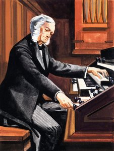 Mann spielt Orgel