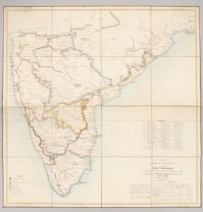 Karte, die die aktuelle Aufteilung des Landes, das von Fort St. George abhängt, in militärische Divisionen mit mehreren Truppenstationen zeigt
