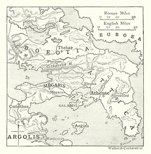 Karte einschließlich Attika, mit Salamis und Ägina, Böotien, Megaris und einem Teil von Korinthia und Argolis von English School