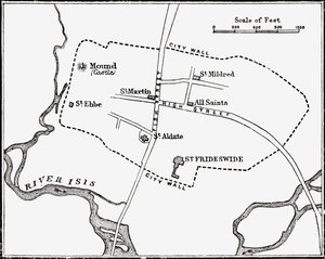 Karte von Oxford, England, 12. bis 13. Jahrhundert, aus 