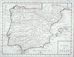 Karte von Spanien und Portugal, späte 18. Jahrhundert (Stich) von English School