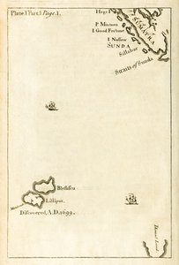 Karte mit dem Standort von Lilliput aus der ersten Ausgabe von Gullivers Reisen von Jonathan Swift