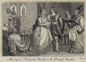 Heirat von Heinrich dem Siebten mit Prinzessin Elizabeth (Stich) von English School