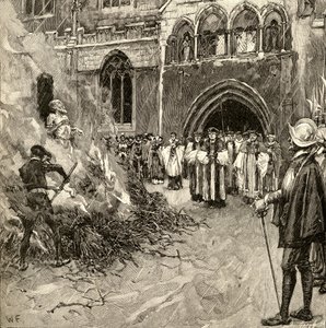 Märtyrertod von John Hooper (ca. 1495-1555) in Gloucester von English School