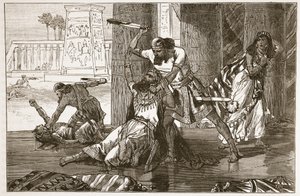 Massaker an den Hiwitern durch Simeon und Levi (Lithografie) von English School