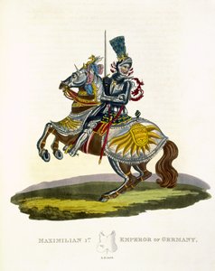 Maximilian I., König von Deutschland und Heiliger Römischer Kaiser (1459-1519) 1498, aus Ancient Armour von Samuel Rush Meyrick, 1824