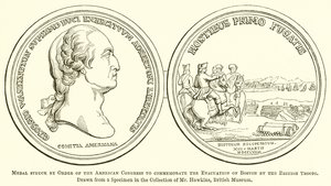 Medaille, die vom amerikanischen Kongress zur Erinnerung an die Evakuierung von Boston durch die britischen Truppen geprägt wurde