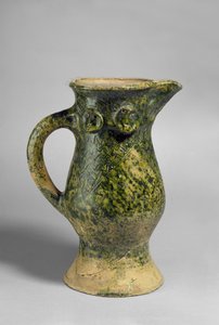 Mittelalterlicher Papageienschnabelkrug, Oxfordshire (glasierte Irdenware)