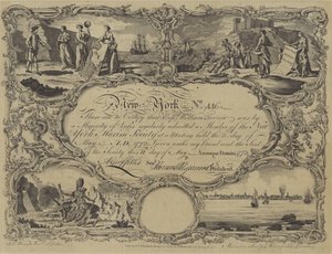Mitgliedszertifikat der New York Marine Society, 1773 von English School
