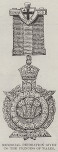 Gedenkdekoration, die der Prinzessin von Wales bei der Eröffnung der Tower Bridge überreicht wurde (Stich)