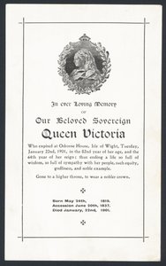 Gedenkkarte für Königin Victoria